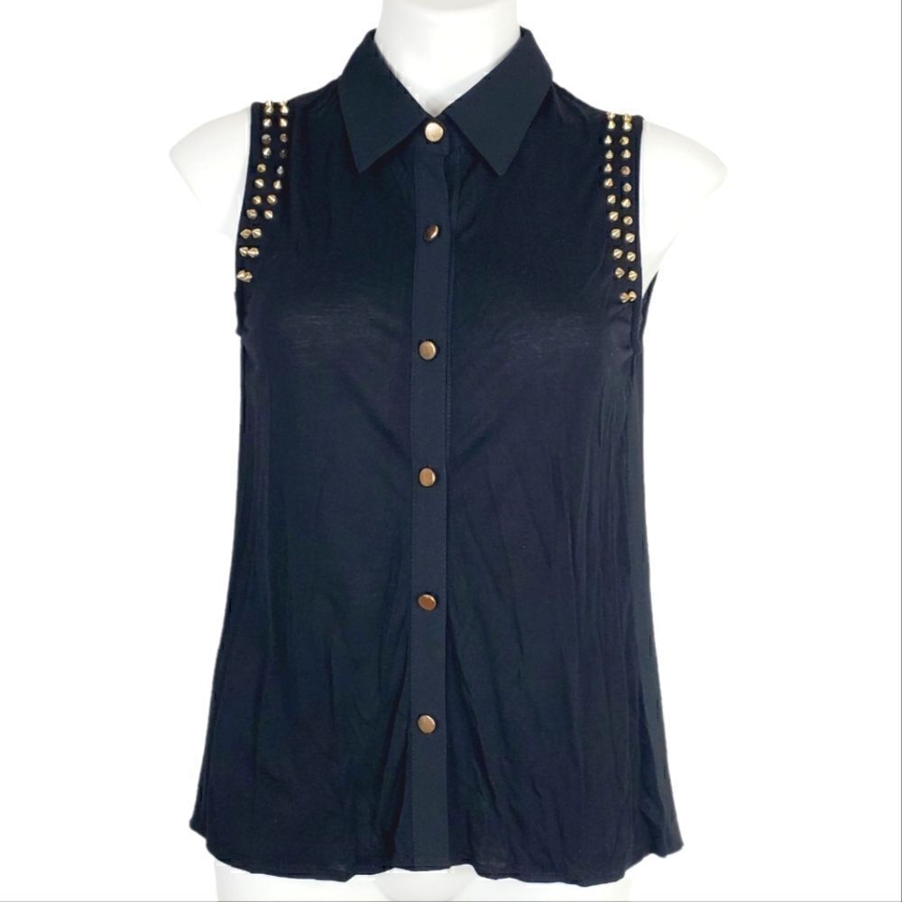 Love tree sleeveless blouse black gold studded Size Small